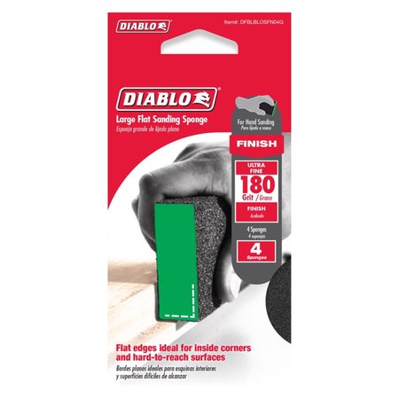 DIABLO 5 in. L X 3 in. W X 1 in. 180 Grit Ultra Fine Flat Surface Sanding Sponge DFBLBLOSFN04G